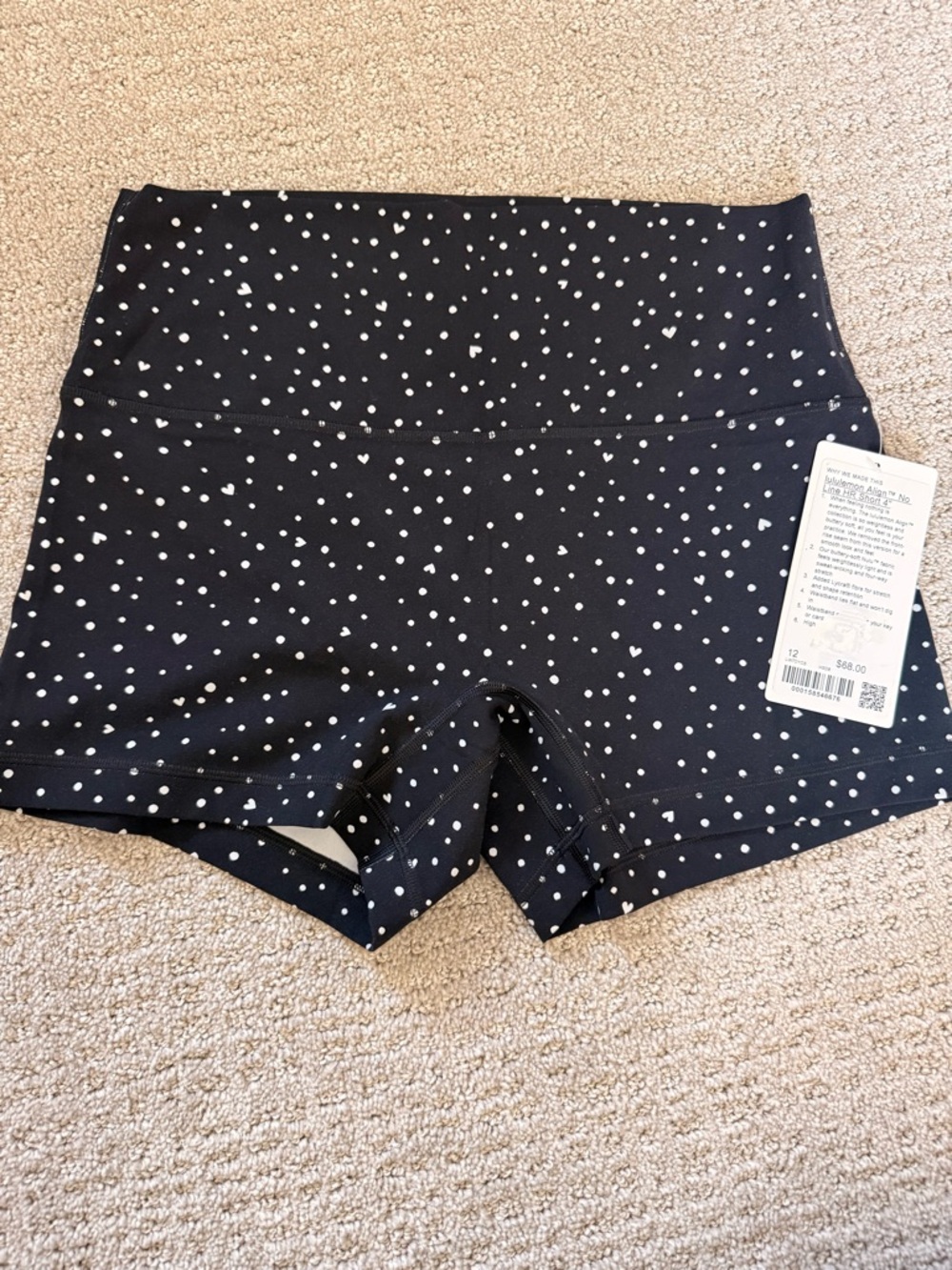 lululemon athletica Black High-Rise Bike Shorts with White Dot Print